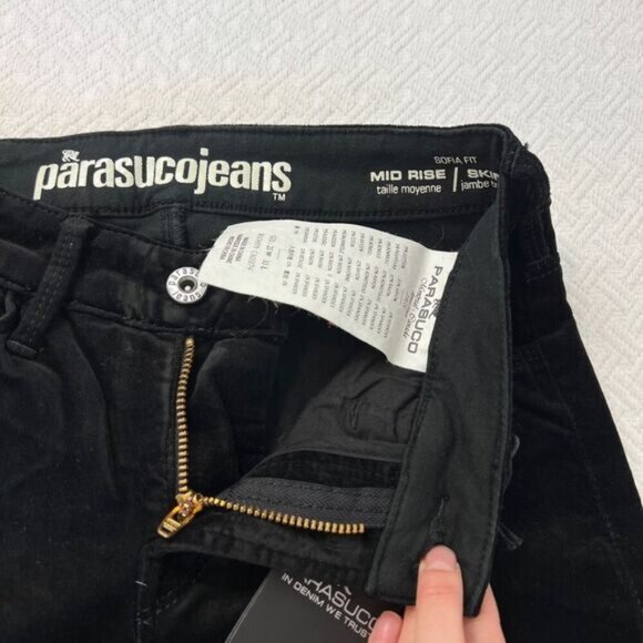 Brand New Parasuco Women's 25 Black Velvet Sofia Fit Mid Low Rise y2k Jeans - Picture 10 of 16